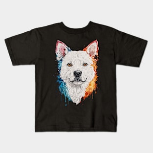 Colorful water paint style dog Kids T-Shirt